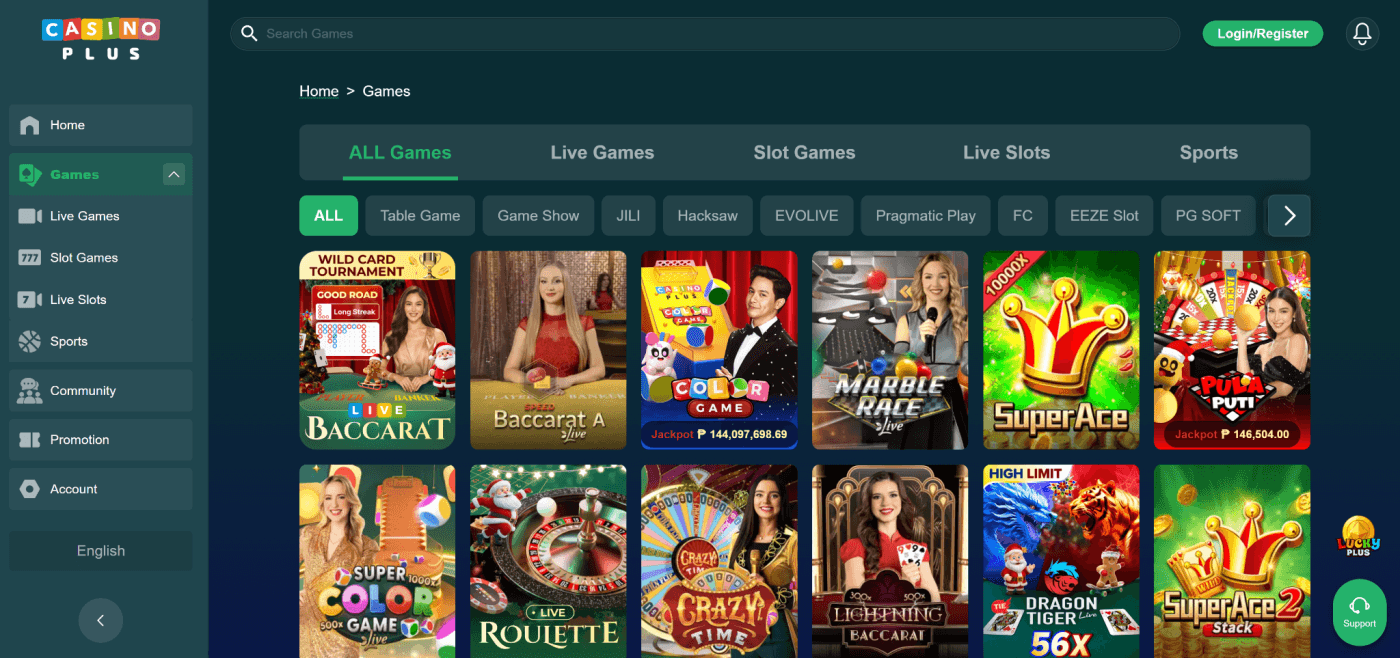 CasinoPlus Review Philippines game selection including live casino slots bingo PVP sports