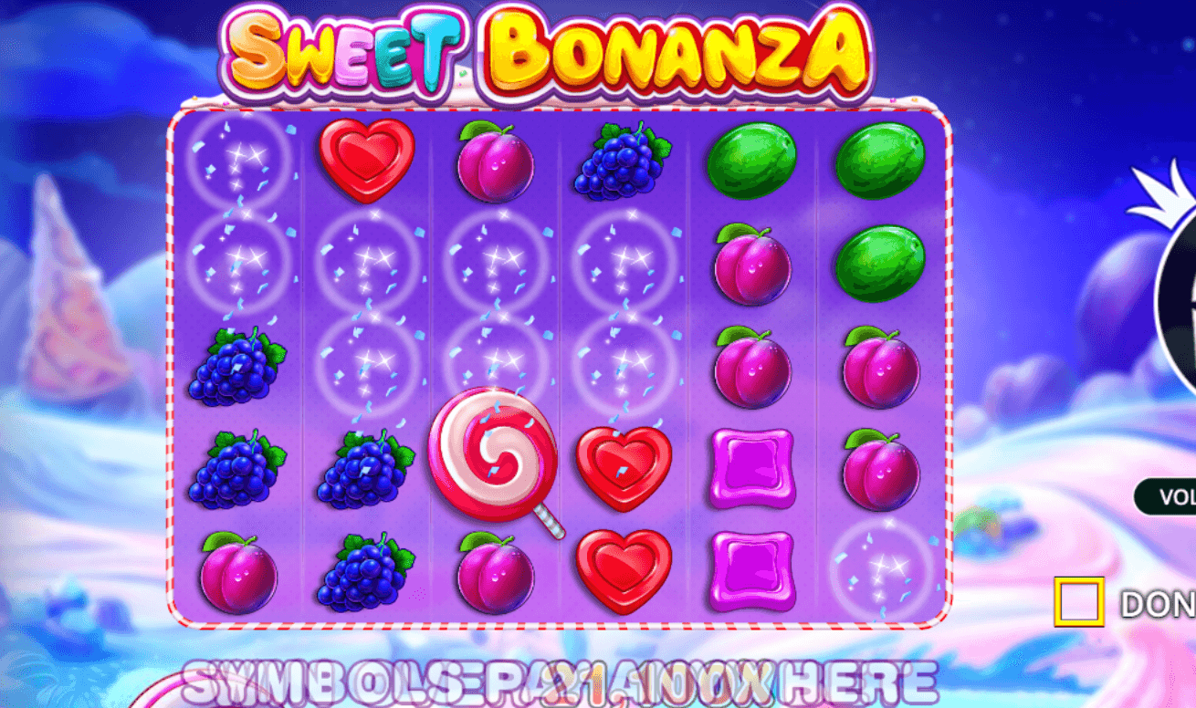 Sweet Bonanza slot game bonus round with multipliers and cascading symbols