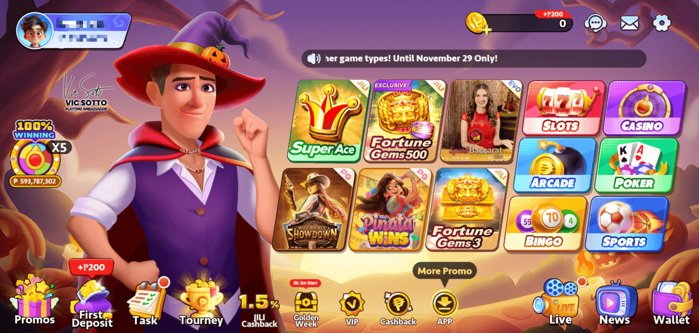 PlayTime Review Philippines home screen UI showing featured slots, casino games and promos