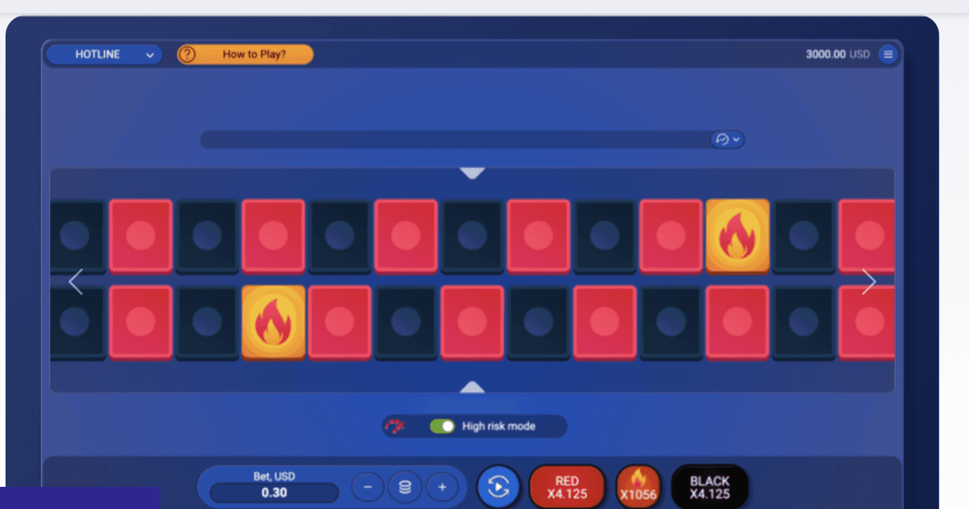 Hotline slot screenshot showing a retro arcade-style visual design with simple layout and classic symbols