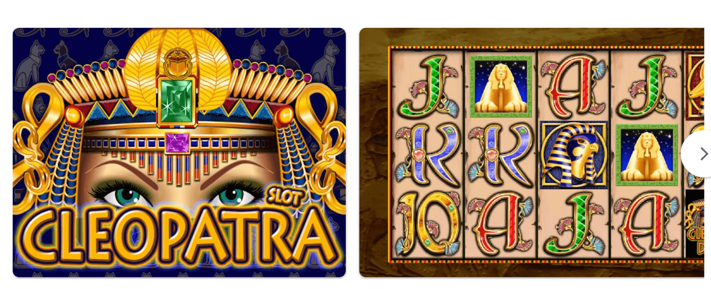 Cleopatra slot game image with Egyptian mythology theme, classic reels, and iconic symbols