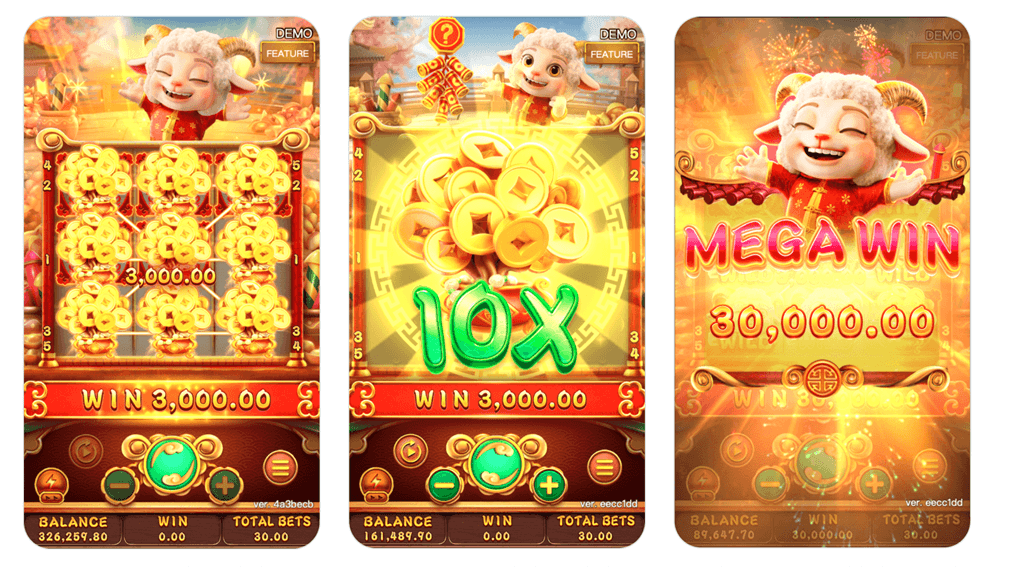 Cartoon slots Fortune Sheep with lucky mascot, bright colors, and playful symbols