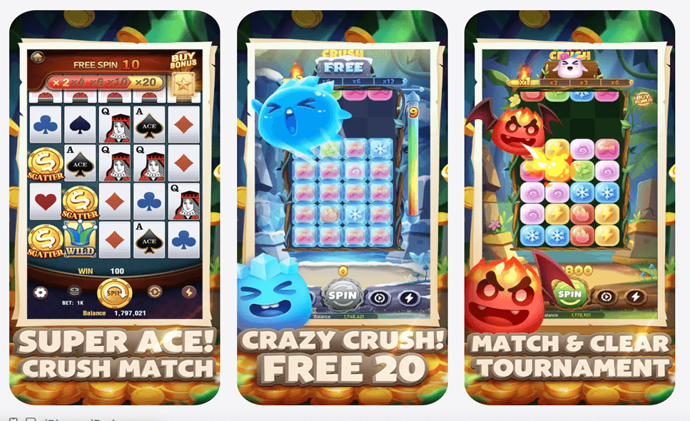Cartoon slots Super Ace with clean minimalist layout and classic card symbols