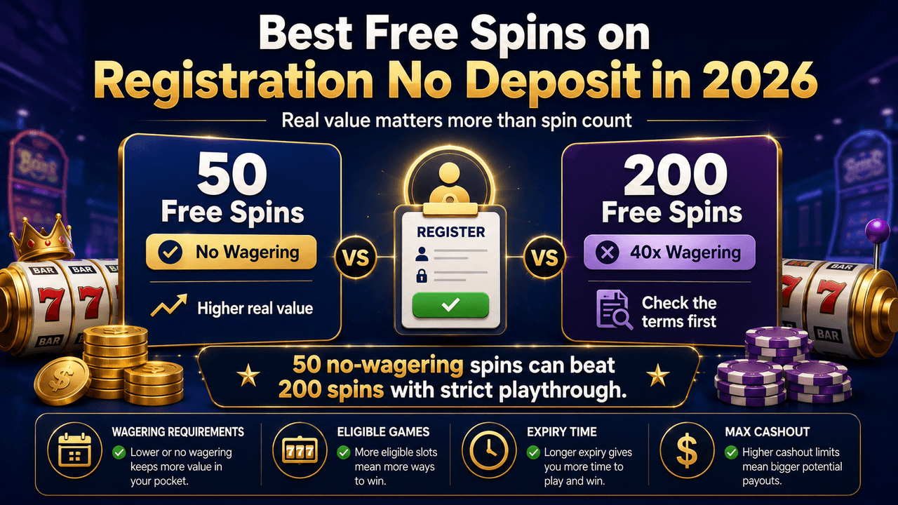 Free Spins on Registration No Deposit casino bonuses in 2026