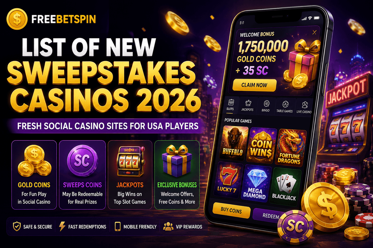list of new sweepstakes casinos for USA players in 2026