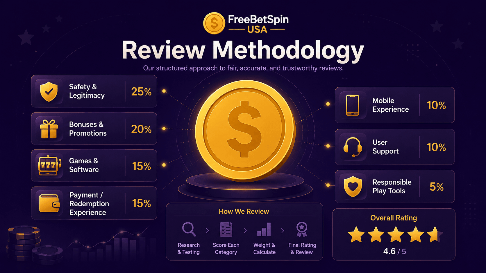 FreeBetSpin USA online casino review methodology and rating criteria