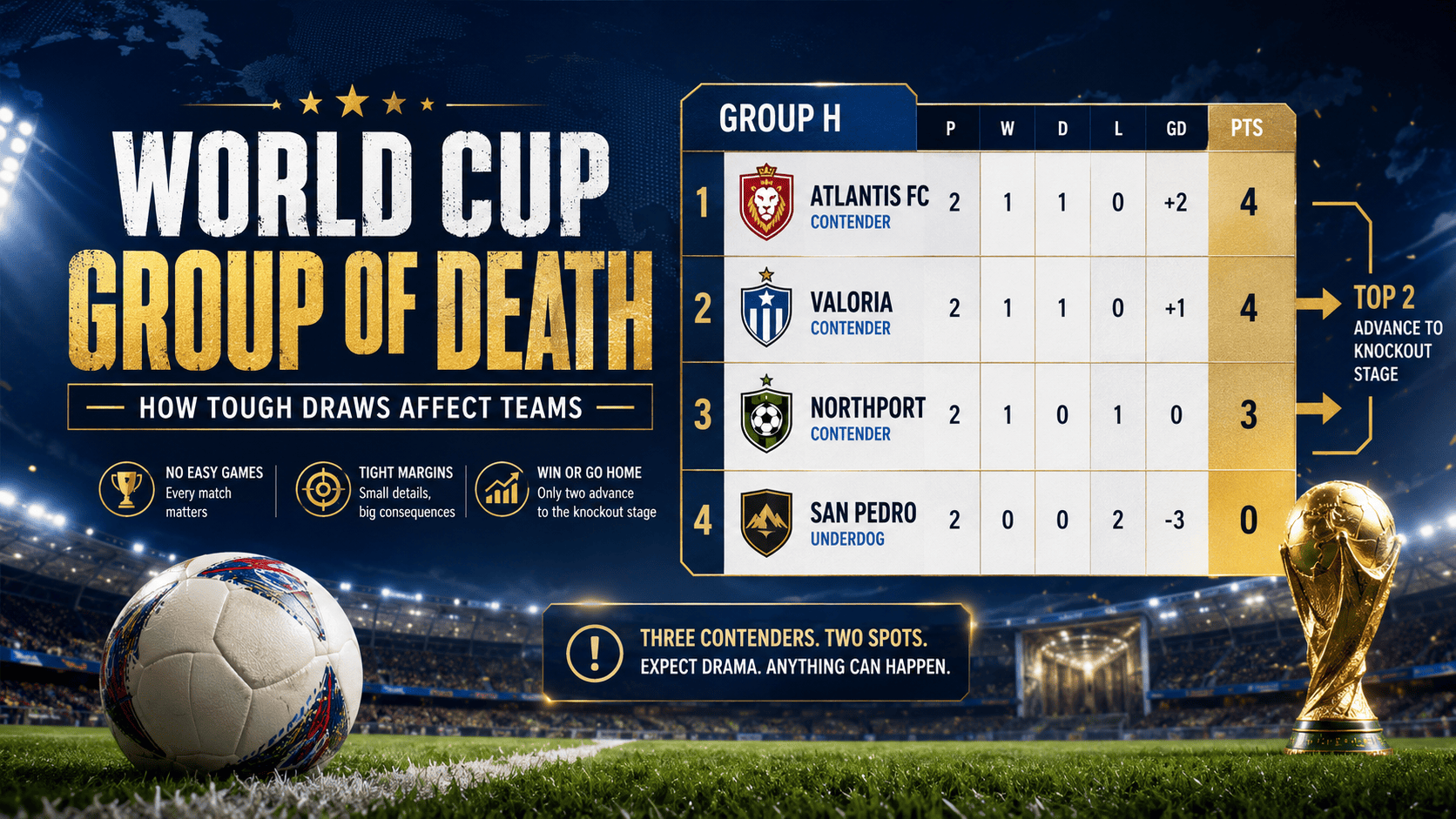 World Cup group of death explained with team strength comparison and group stage structure diagram